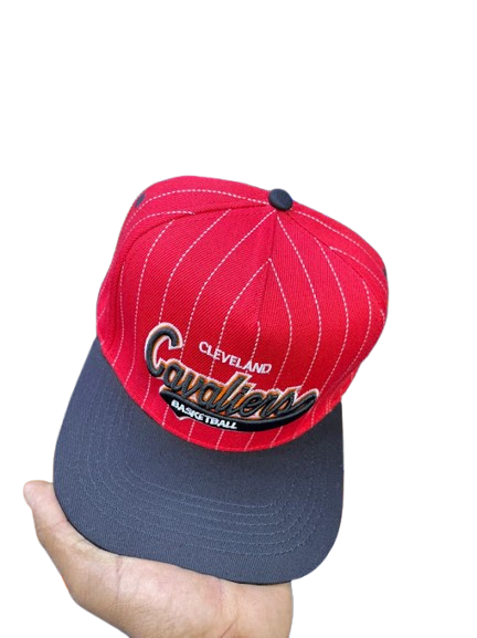 Cleveland Cavaliers Script Pinstripe Snapback Cap – Red & Black